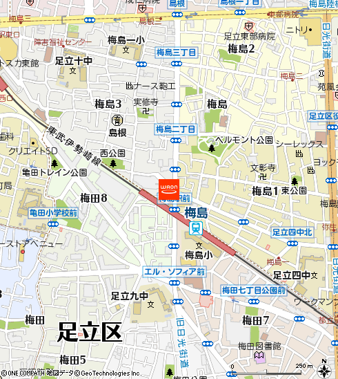 アコレ梅島駅前店付近の地図